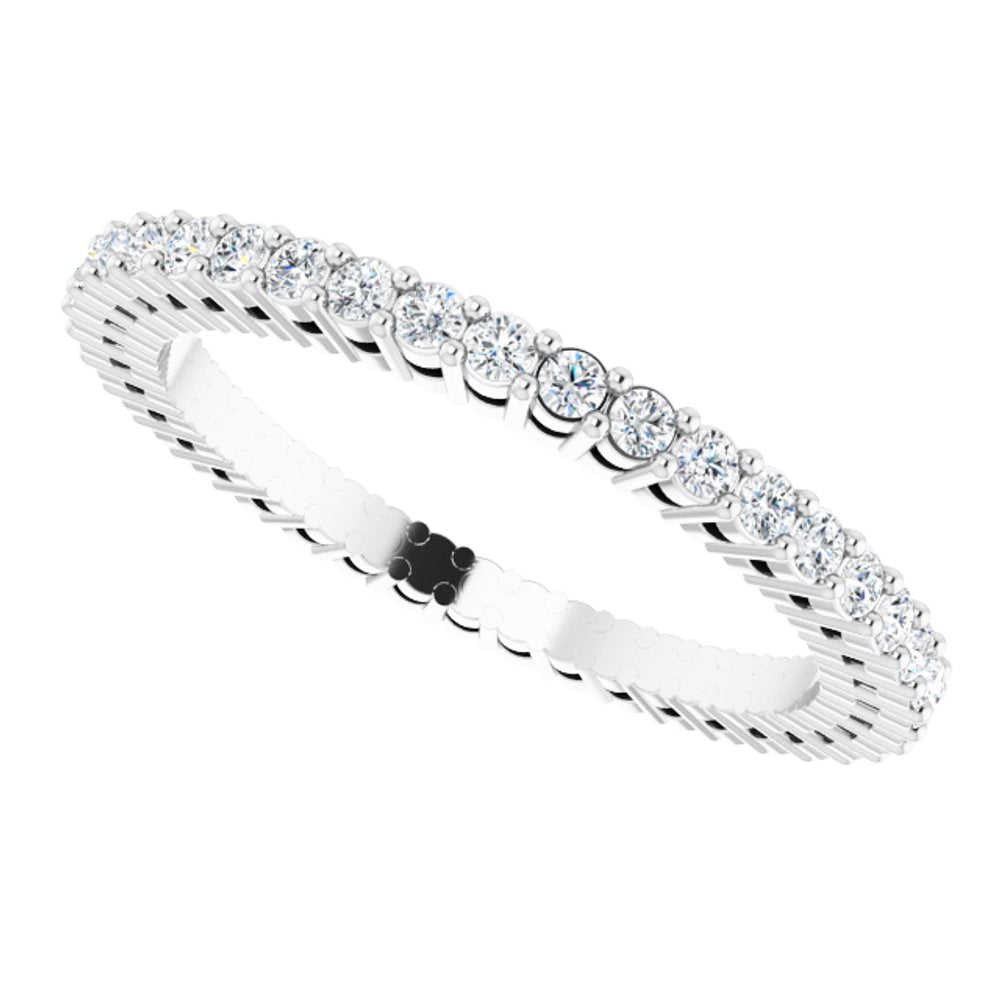 14K White Gold 3/8 CTW Natural Diamond Eternity Band Size 5.5