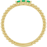 14K Yellow Gold Natural Emerald Beaded Ring