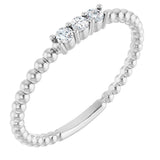 14K White Gold 1/10 CTW Natural Diamond Beaded Ring