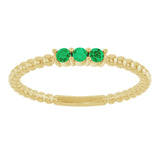 14K Yellow Lab-Grown Emerald Beaded Ring