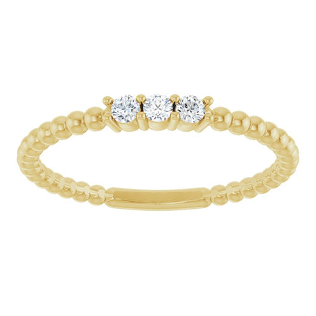 14K Yellow Gold 1/10 CTW Natural Diamond Beaded Ring
