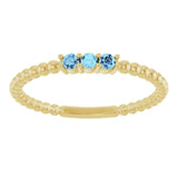 14K Yellow Natural Aquamarine Beaded Ring