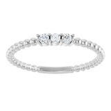 14K White 1/10 CTW Natural Diamond Beaded Ring