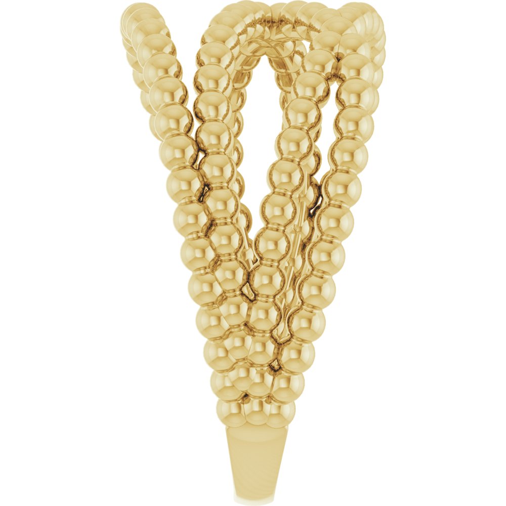 14K Yellow Beaded Criss-Cross Ring