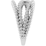 Sterling Silver Beaded Criss-Cross Ring