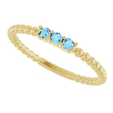 14K Yellow Natural Aquamarine Beaded Ring