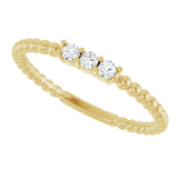 14K Yellow Gold 1/10 CTW Natural Diamond Beaded Ring