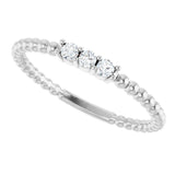14K White Gold 1/10 CTW Natural Diamond Beaded Ring