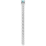 14K White Gold Natural Blue Zircon Beaded Ring