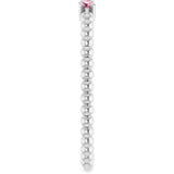 14K White Gold Natural Pink Tourmaline Beaded Ring