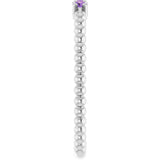 14K White Gold Natural Amethyst Beaded Ring