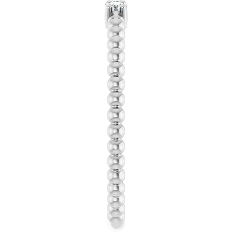 14K White Gold 1/10 CTW Natural Diamond Beaded Ring