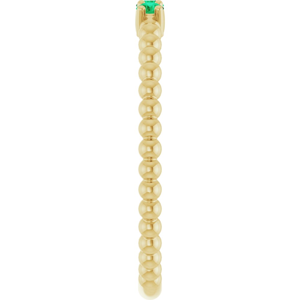 14K Yellow Gold Natural Emerald Beaded Ring