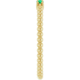 14K Yellow Gold Natural Emerald Beaded Ring