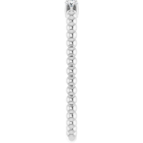 14K White 1/10 CTW Natural Diamond Beaded Ring