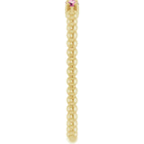 14K Yellow Natural Pink Tourmaline Beaded Ring