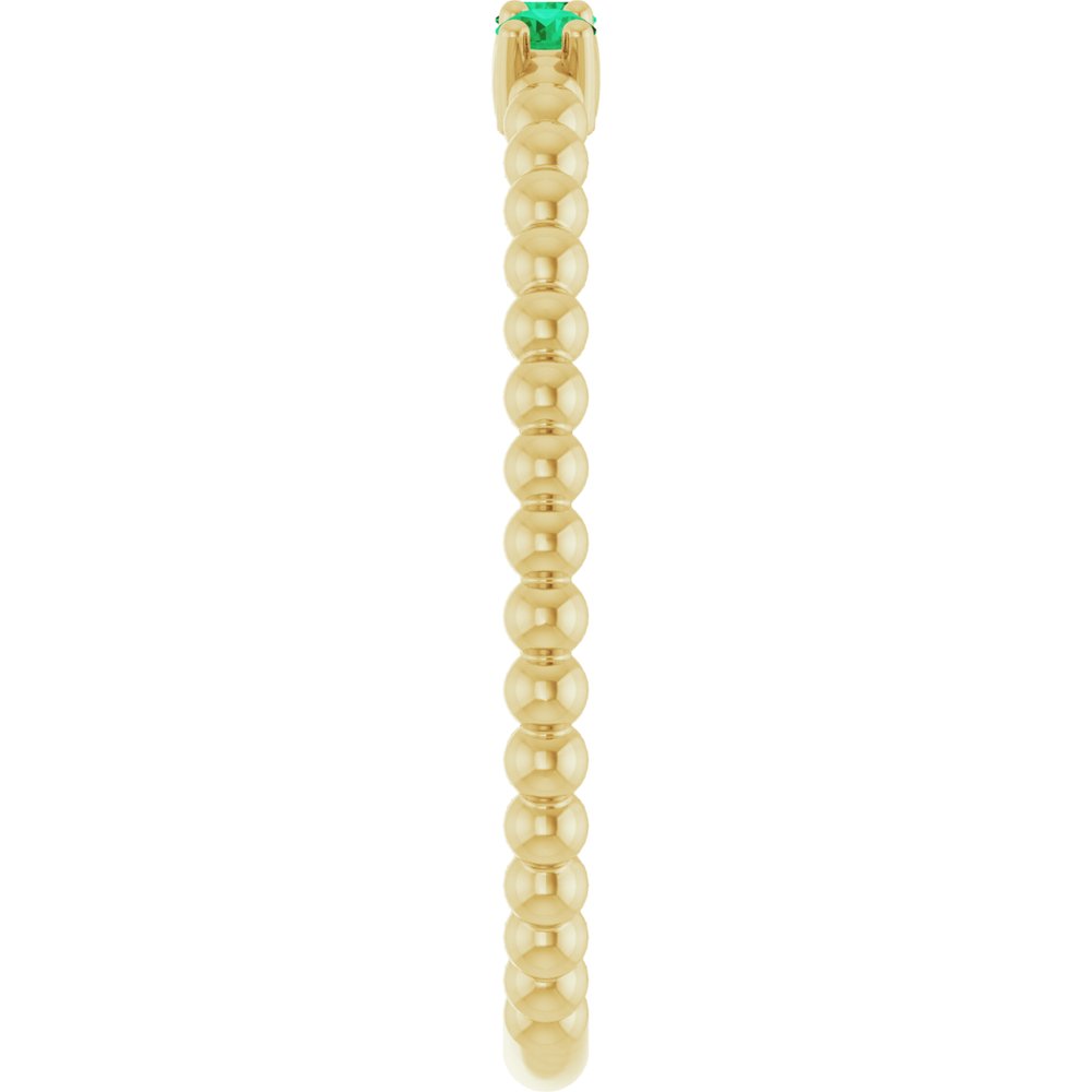 14K Yellow Lab-Grown Emerald Beaded Ring