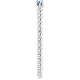 14K White Gold Natural Blue Zircon Beaded Ring