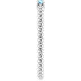 14K White Gold Natural Aquamarine Beaded Ring