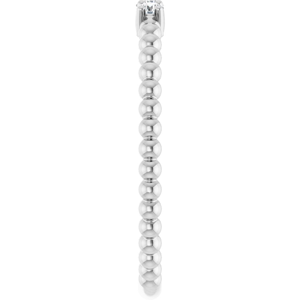 14K White 1/10 CTW Natural Diamond Beaded Ring