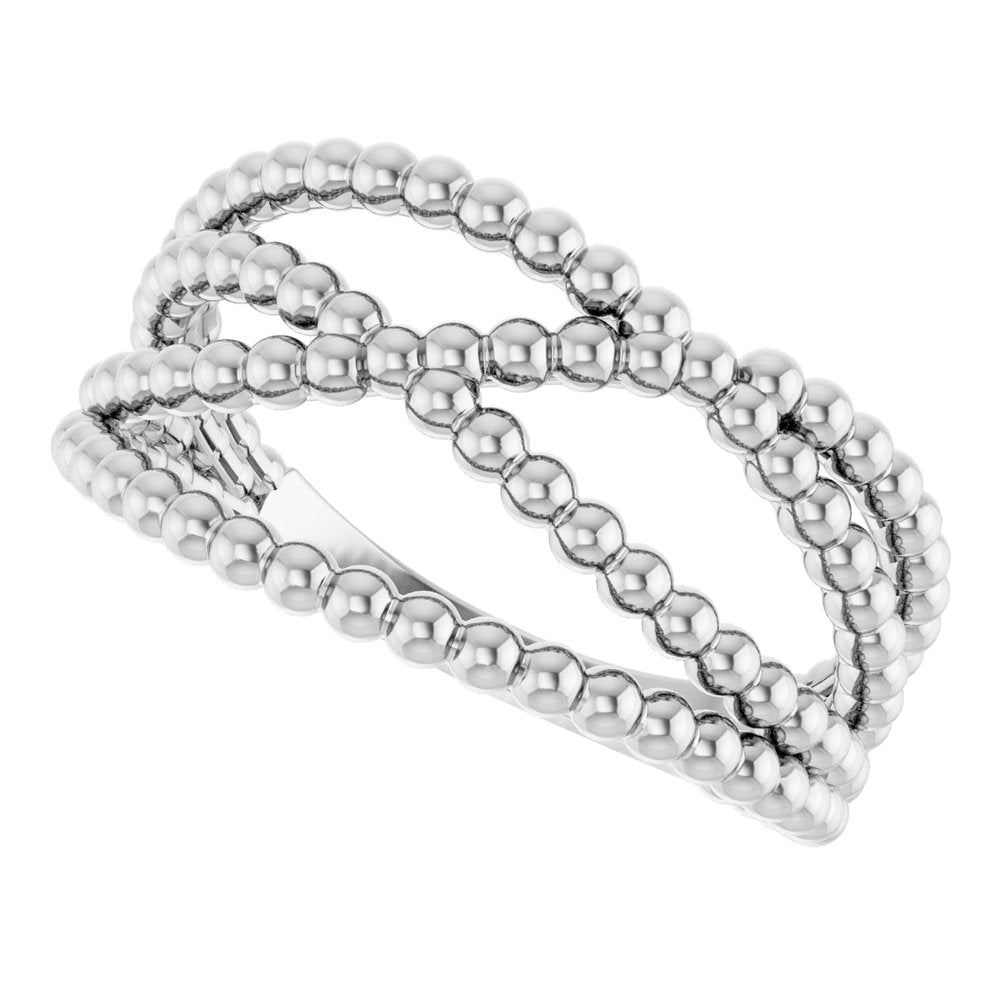 Sterling Silver Beaded Criss-Cross Ring