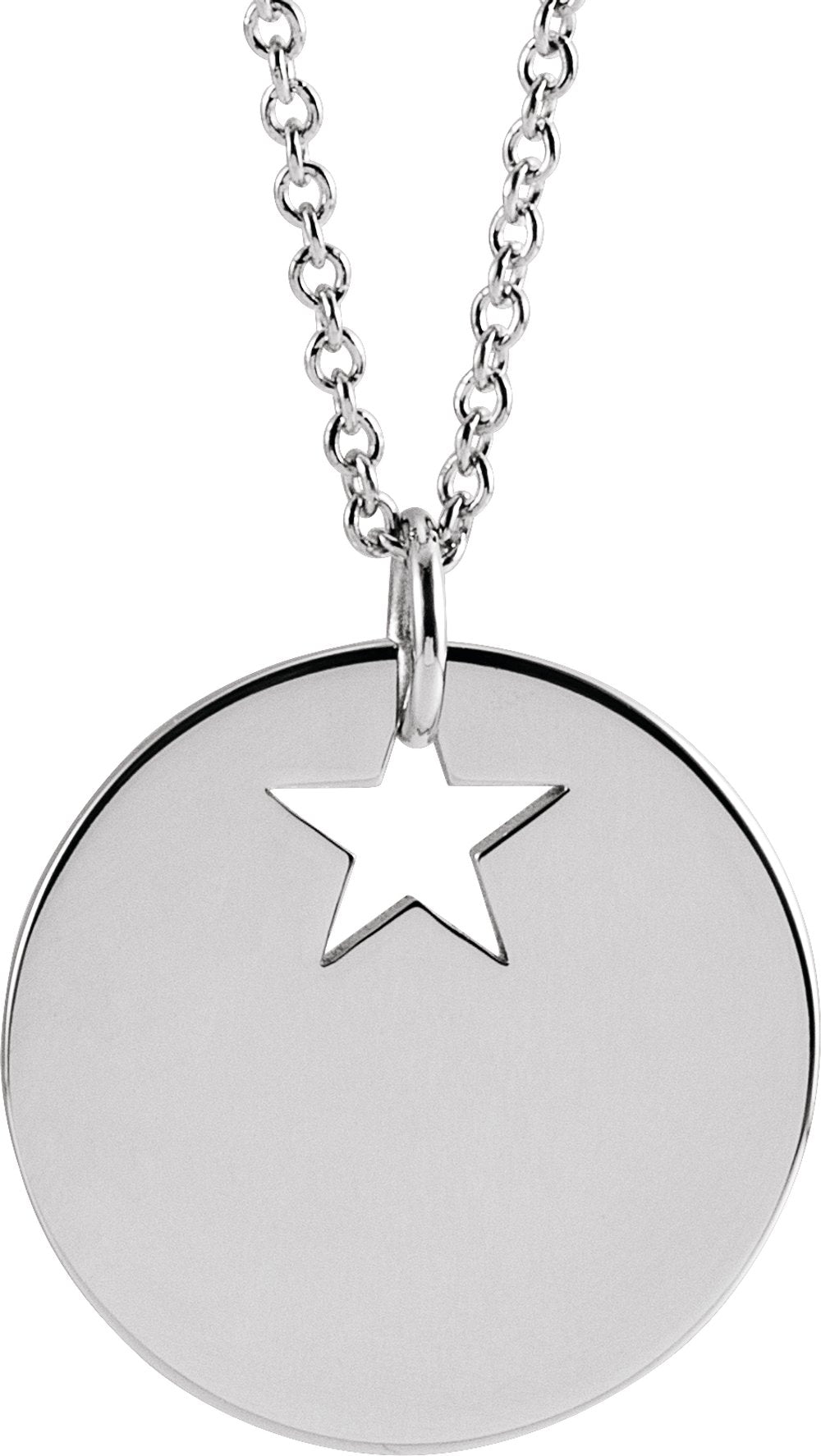 Sterling Silver Pierced Star 15 mm Disc 16-18" Necklace