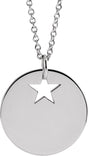 Sterling Silver Pierced Star 15 mm Disc 16-18" Necklace