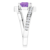 14K White Natural Amethyst & 1/4 CTW Natural Diamond Ring