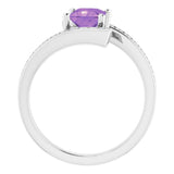 14K White Natural Amethyst & 1/4 CTW Natural Diamond Ring