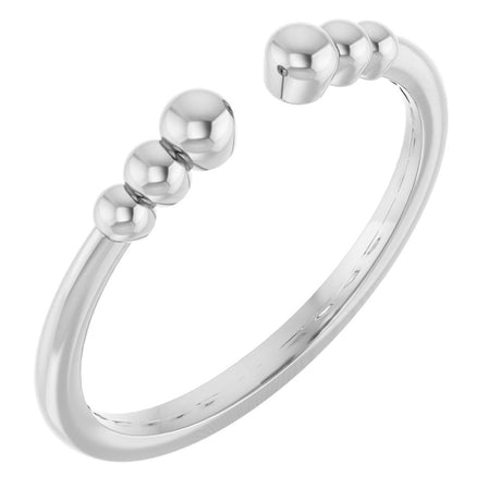 14K White Beaded Ring