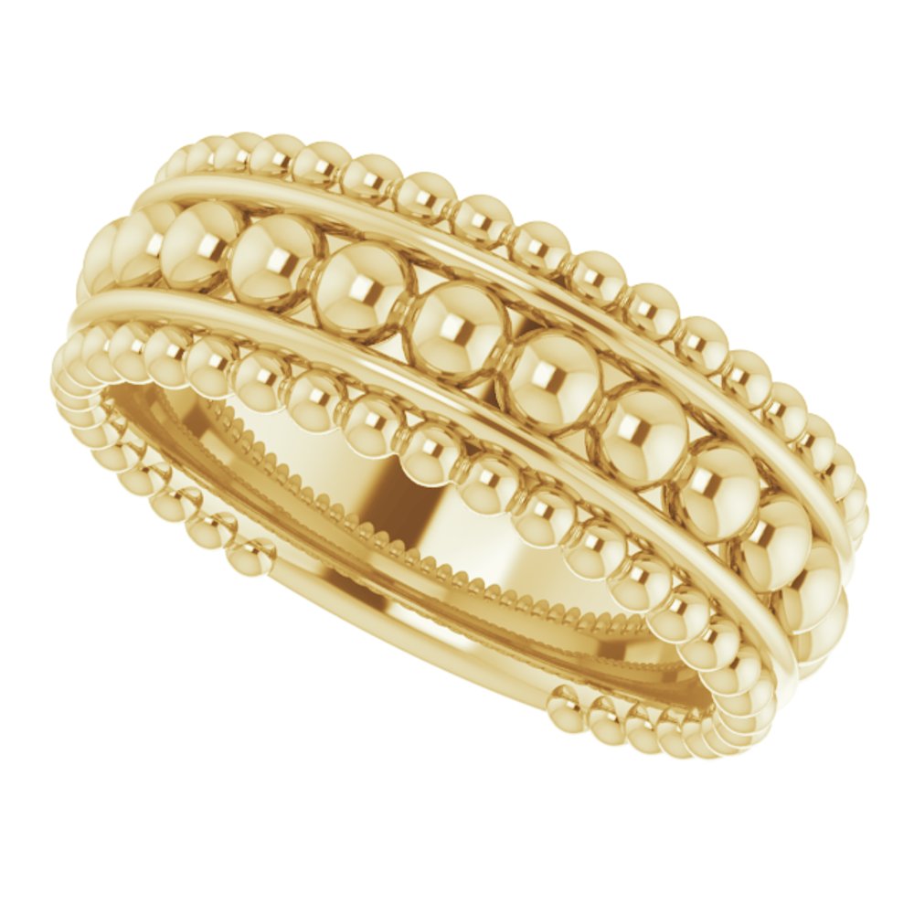 14K Yellow Beaded Ring