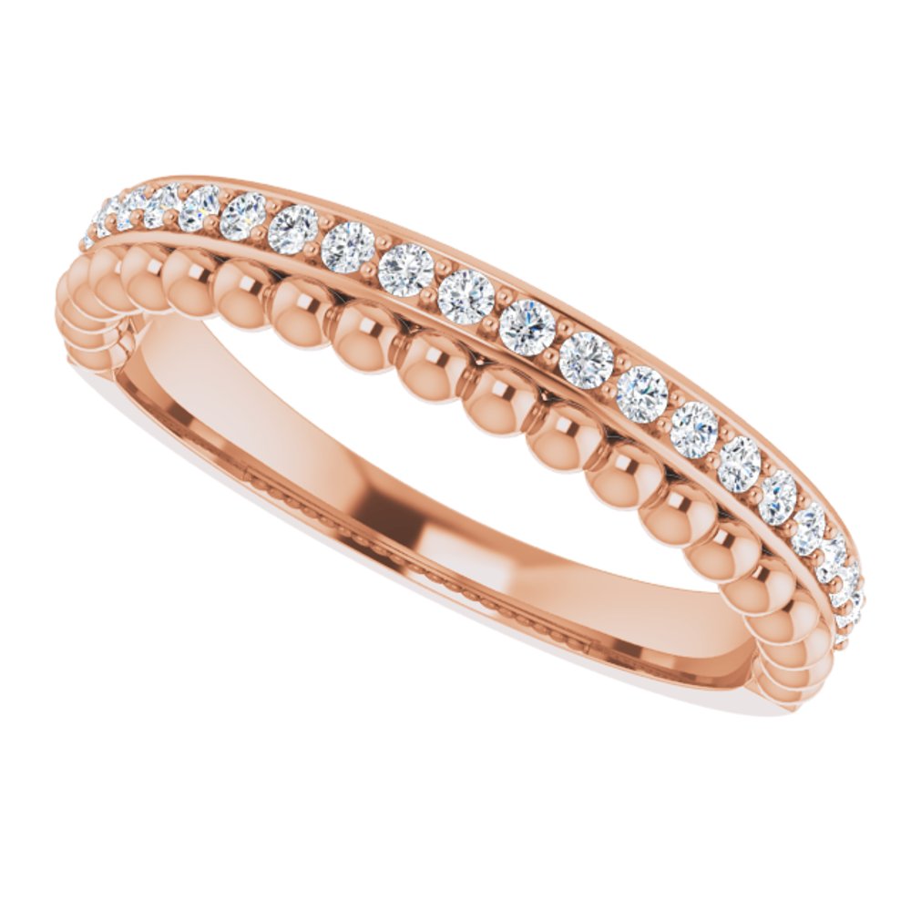 14K Rose 1/5 CTW Natural Diamond Beaded Ring