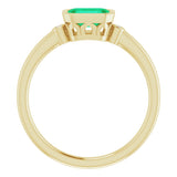 14K Yellow Lab-Grown Emerald & .02 CTW Natural Diamond Ring