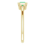 14K Yellow Lab-Grown Emerald & .02 CTW Natural Diamond Ring