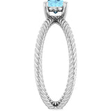 14K White Natural Aquamarine Rope Ring