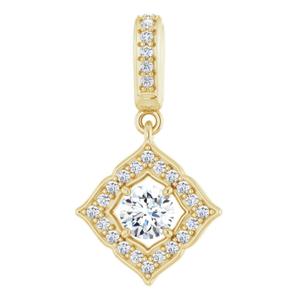 14K Yellow 1/3 CTW Natural Diamond Halo-Style Clover Pendant