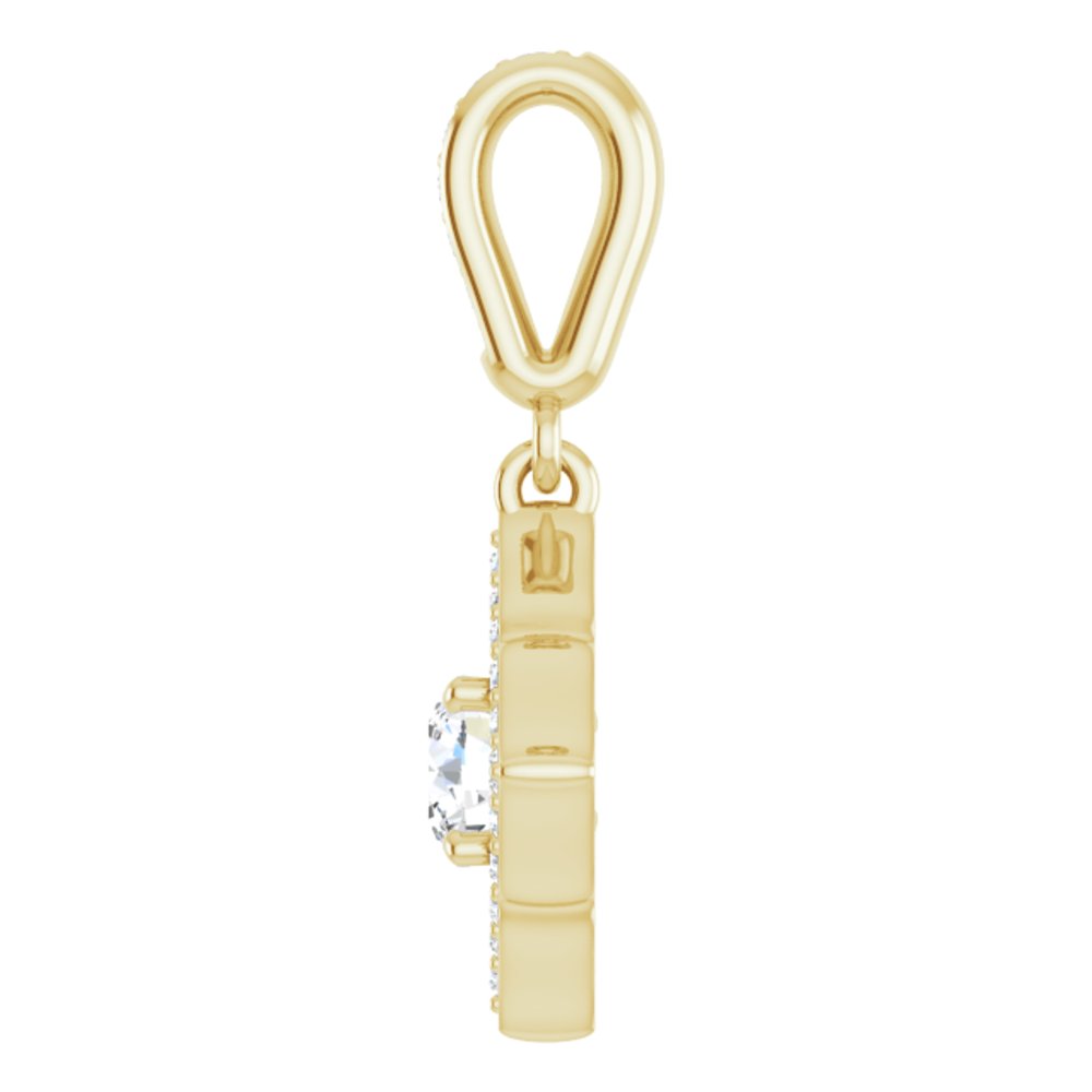 14K Yellow 1/3 CTW Natural Diamond Halo-Style Clover Pendant