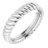 14K White 3.5 mm Rope Comfort-Fit Band Size 4.5
