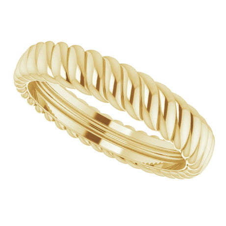 14K Yellow Gold 3.5 mm Rope Comfort-Fit Band Size 4.5
