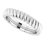 14K White 3.5 mm Rope Comfort-Fit Band