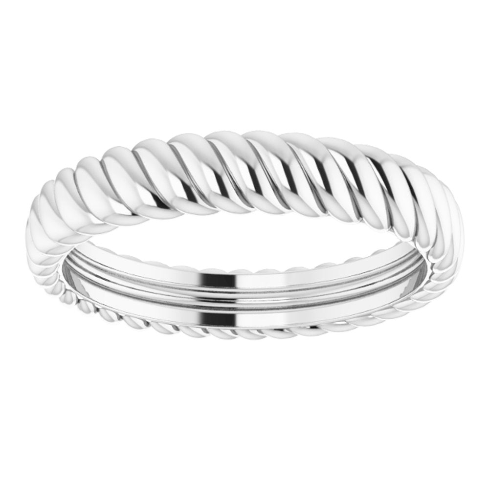 Sterling Silver 3.5 mm Rope Comfort-Fit Band Size 6
