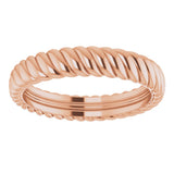 14K Rose 3.5 mm Rope Comfort-Fit Band Size 5.5