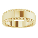 14K Yellow Engravable Beaded Ring