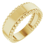 14K Yellow Engravable Beaded Ring