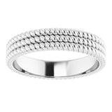 14K White 5.25 mm 3-Layered Stacked Rope Band Size 7