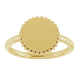 14K Yellow Engravable Beaded Ring