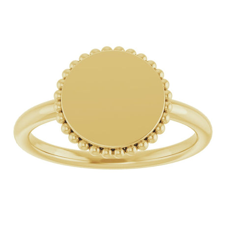 14K Yellow Engravable Beaded Ring