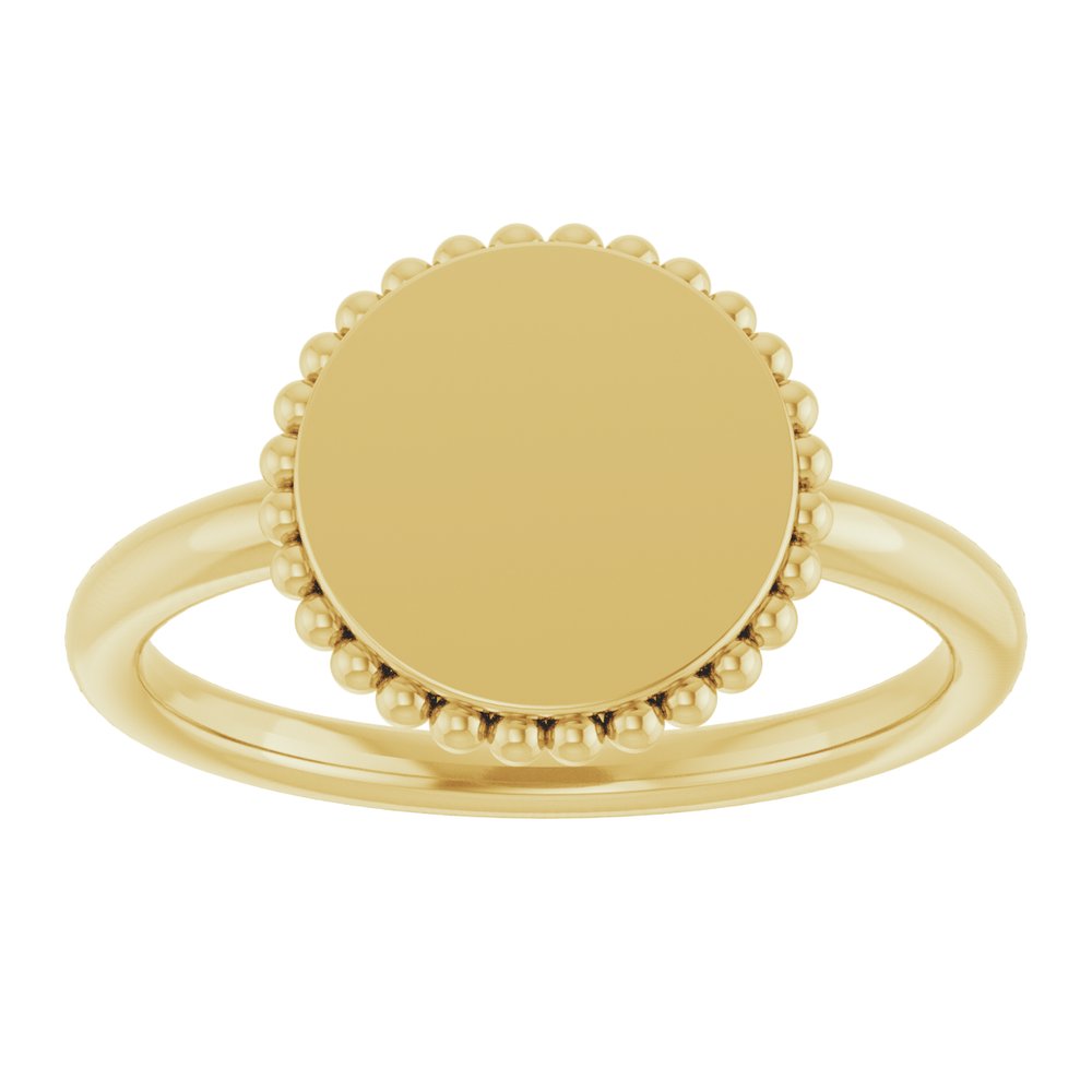 14K Yellow Engravable Beaded Ring