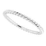 14K White Gold 1.3 mm Skinny Rope Band Size 4