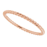 10K Rose Gold 1.3 mm Skinny Rope Band Size 8